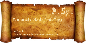Maresch Szörény névjegykártya